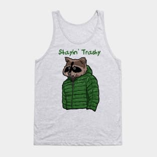 Stayin’ Trashy Cool Raccoon in Poofy Jacket Tank Top